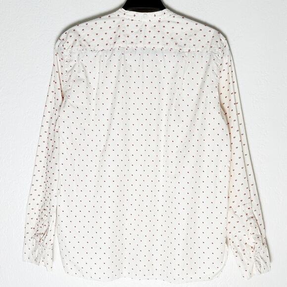 Helmut Lang Womens Button Cotton Up Blouse Cream White Stripe Red Fil Coupe Dots - Picture 10 of 11